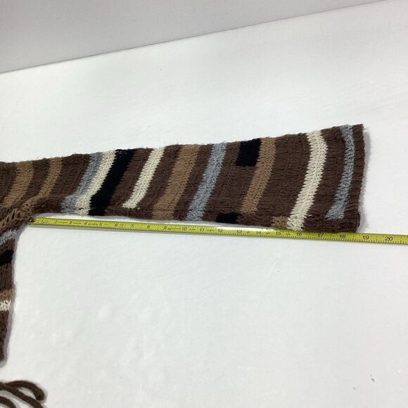 Cider Brand Knit Front Tie Wrap Sweater Patchwork Crochet Y2k Crop Sweater Small - Picture 8 of 10